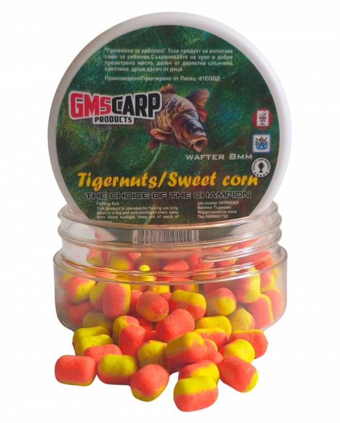 Двукомпонентен Вафтер Дъмбел Тигров Фъстък & Сладка Царевица 8мм